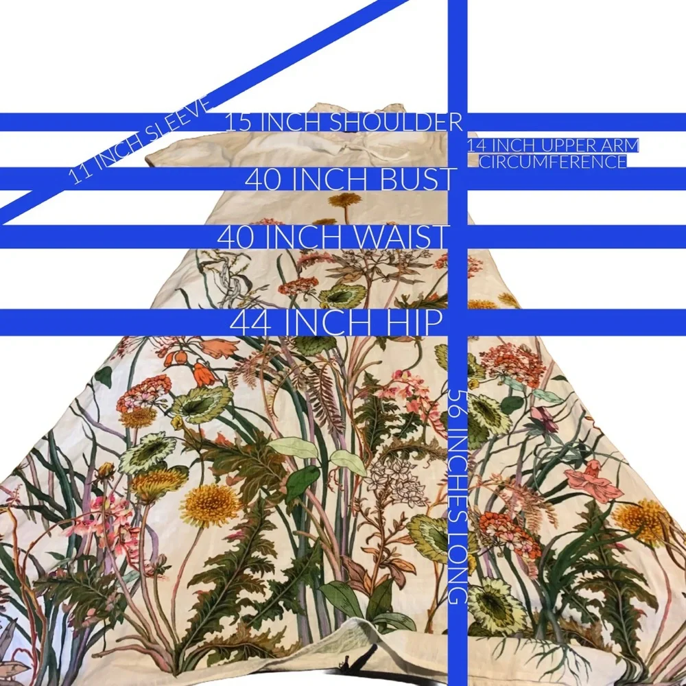 I.N.C. CREAM & GREEN BOTANICAL PRINT KAFTAN STYLE MAXI DRESS NWT (M) - Picture 12 of 13